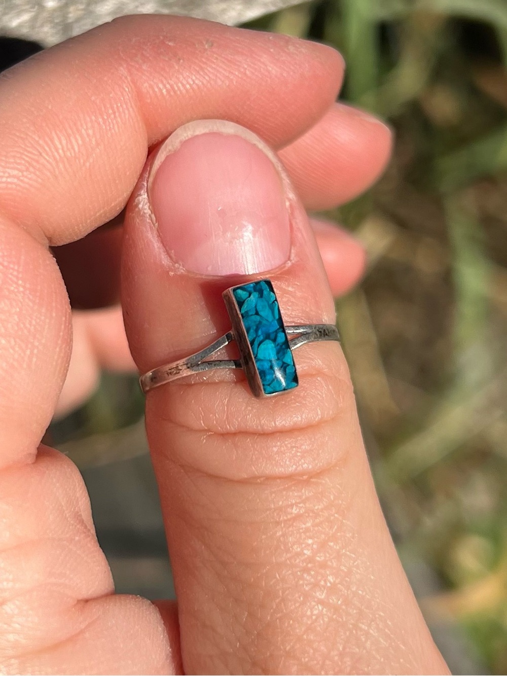 Sterling & Crushed Turquoise Ring